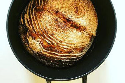 No-knead sourdough cooked in a cast-iron pot what?